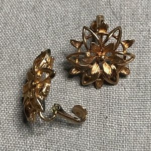 Gold Toned Sarah Co Clip on Earrings